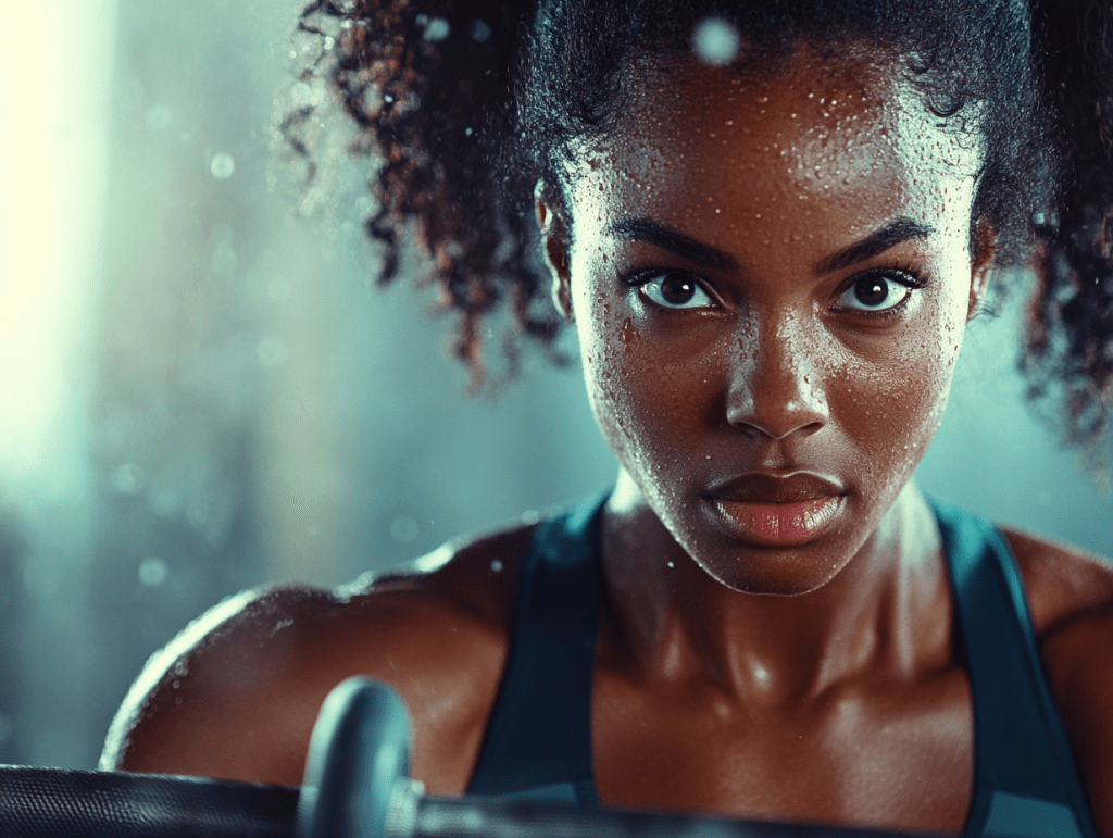 A woman training at the gym