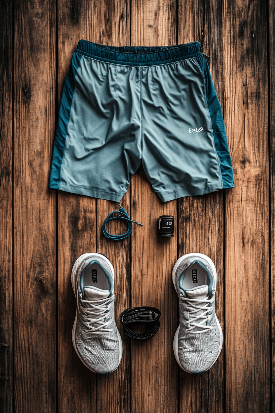 A pair of shorts and shoes for a Hyrox Race