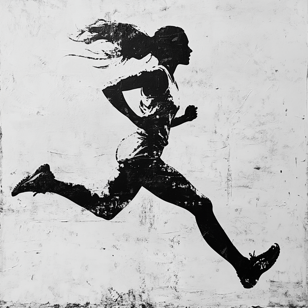 A sketch of a gril running