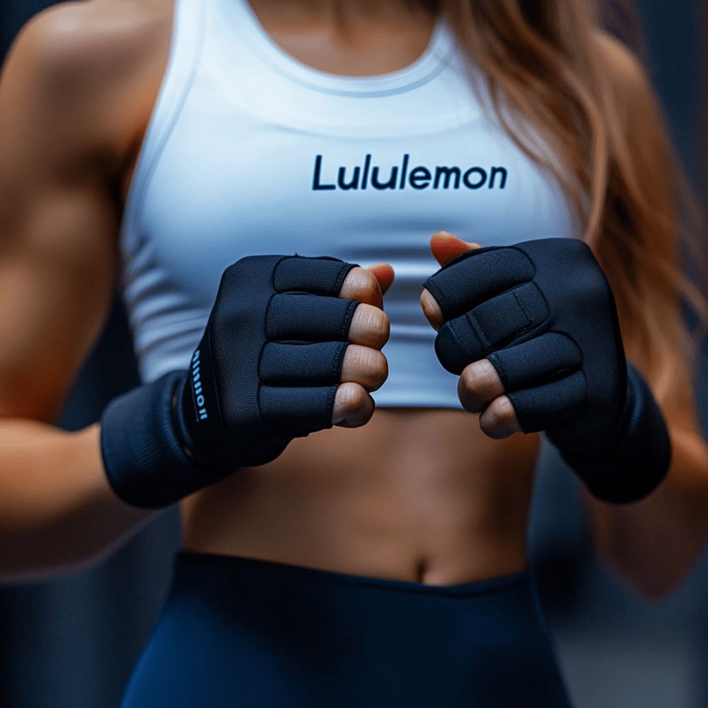 Fitness girl with sports gloves