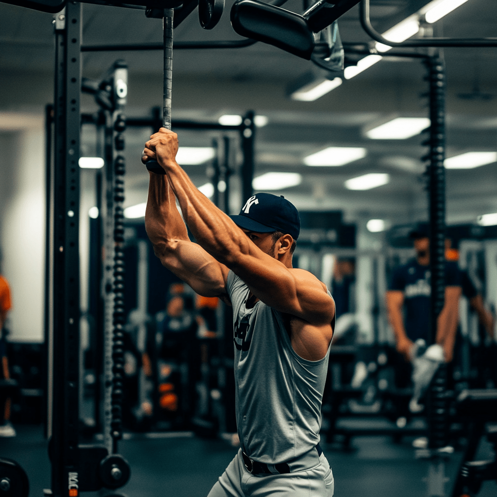 Guy training his strength in a gym