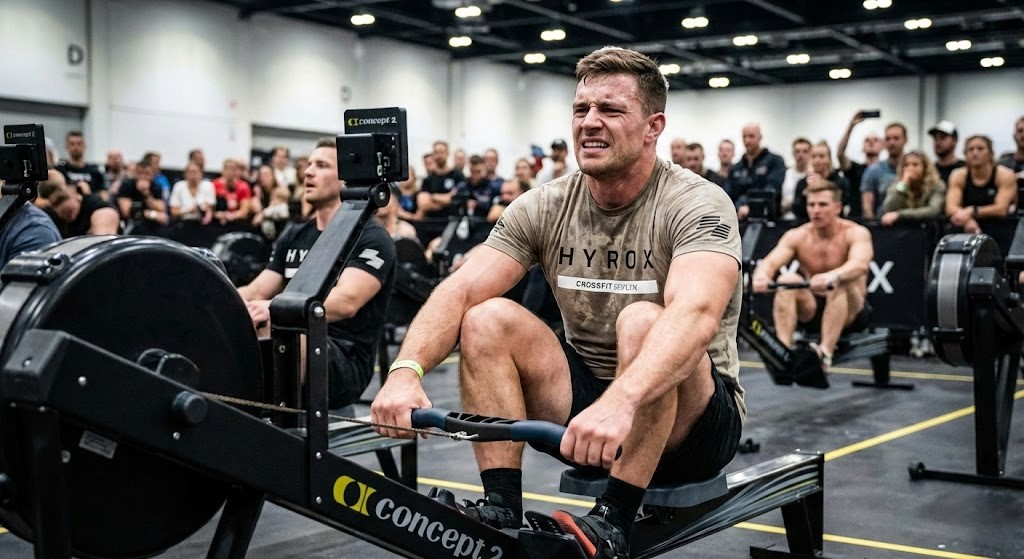 Hyrox Athlete tired when rowing